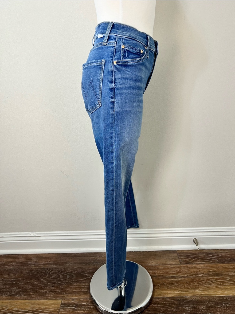 MOTHER The Mid Rise Rider Ankle Jeans Lhasa Love Wash Size 24 Stretch - Picture 2 of 9